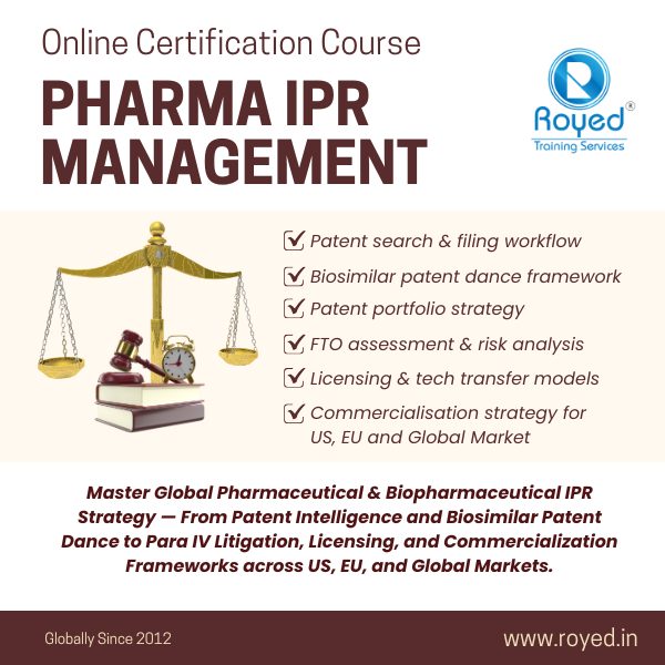 Pharma ipr management course by royed training