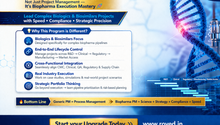 biopharma project management course by royed training